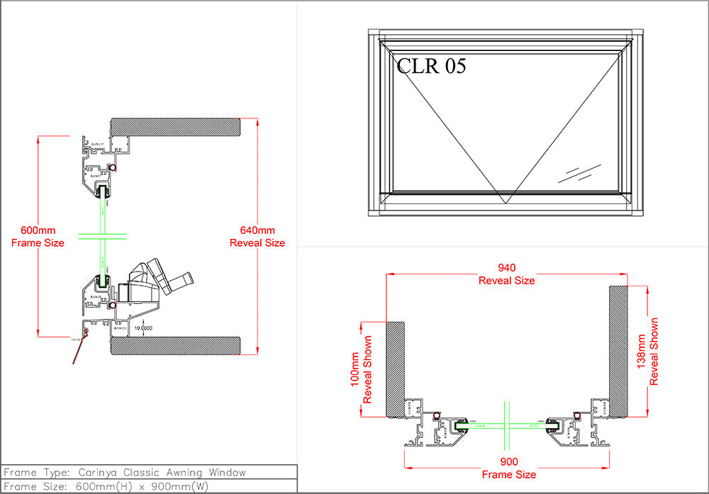 Awning Window H600 x W900