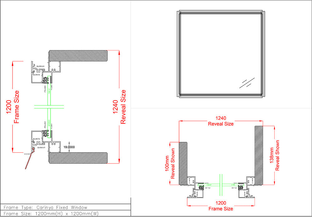 Fixed Window H1200 x W1200