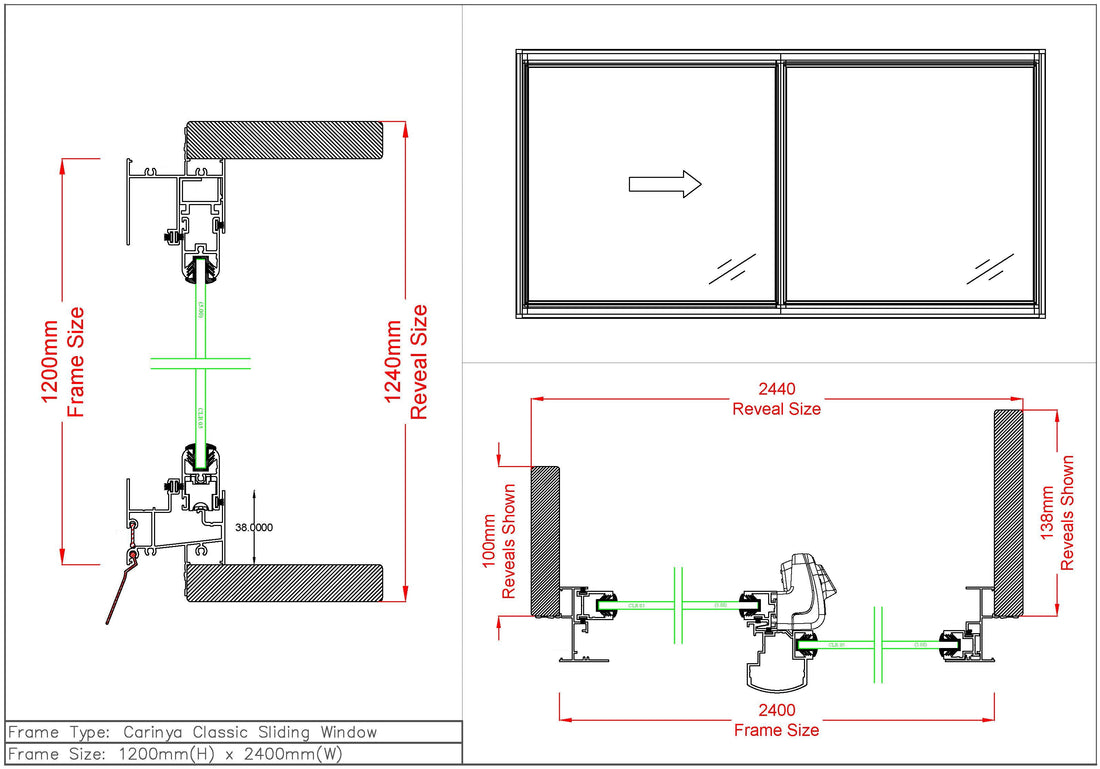 Sliding Window H1200 x W2400