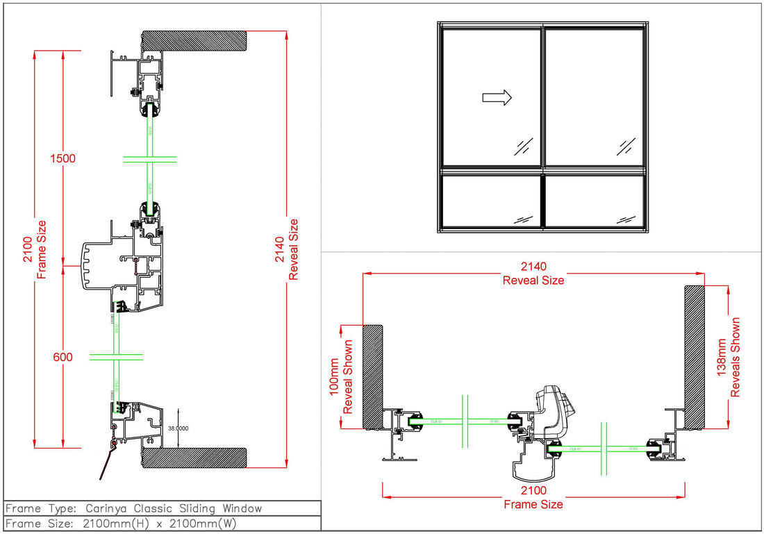 Sliding Window / Fixed Window H2100 x W2100